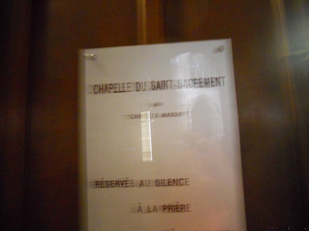 Paris 2015 - Igreja Saint Sèverin - capela santo sacramento placa