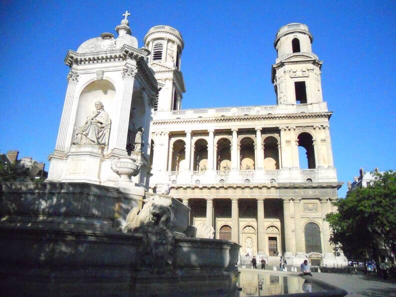 Paris 2015 - Igreja de Saint Sulpice - fachada4 com fonte.JPG